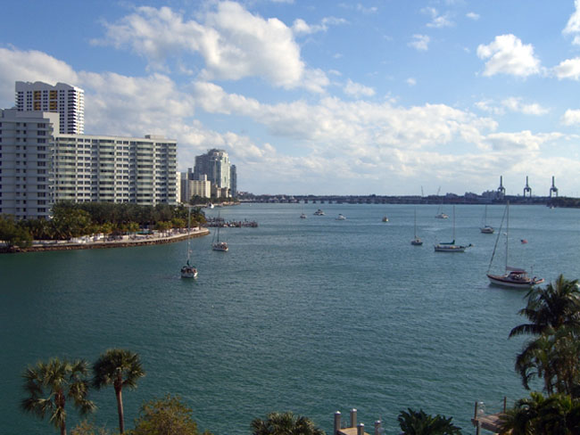 Miami Beach real estate - view of Biscayne Bay in Miami