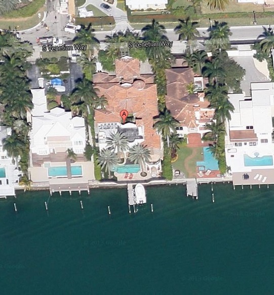 Venetians Islands home at 1350 S Venetian Way arial view