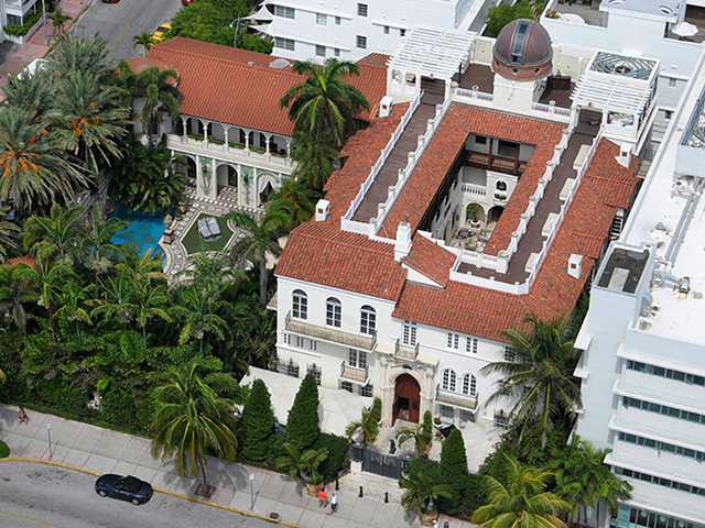 Versace mansion in South Beach Miami Beach areal view